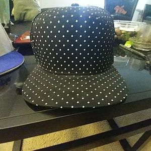 Black Hat w/white Polka Dots All-Over